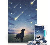 Rompecabezas de 1000 Piezas para Adolescentes: Perro de Caza Flat-Coated Retriever Pelota de Tenis Lluvia de meteoritos Juegos educativos Actividades Divertidas para Hacer en casa colección