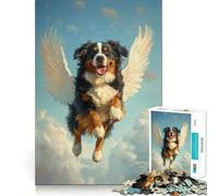 Rompecabezas de 1000 Piezas para Adolescentes Perro de montaña bernés,Ángel,Arte de Bordes Exactos,Resolución de Problemas,Juego Divertido y Acogedor,Exhibición de Arte navideño (50x75cm)