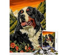 Rompecabezas de 1000 Piezas para Adolescentes Perro de montaña bernés en Paisaje montañoso Juegos relajantes Regalo de cumpleaños Juguete Educativo Ayuda a ejercitar el Cerebro (38x26cm)