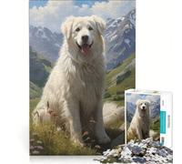 Rompecabezas de 1000 Piezas para Adolescentes Perro de montaña de los Pirineos Juegos Familiares Corte de precisión cumpleaños y Navidad 38x26cm
