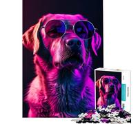 Rompecabezas de 1000 Piezas para Adolescentes Perro en Luces de neón Juegos relajantes Juguetes adictivos para Cultivar la Paciencia Gran Regalo Un Reto difícil (Tamaño 38x52cm)