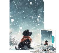 Rompecabezas de 1000 Piezas para Adolescentes Perro en un país de Las Maravillas Invernal Juego de ingenio con Nieve Ideal para Juegos educativos y como Regalo tamaño 75x50cm