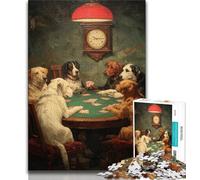 Rompecabezas de 1000 Piezas para Adolescentes Perro Jugando al póquer Toda la Familia a Partir de 14 años (tamaño 38x26cm)