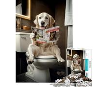 Rompecabezas de 1000 piezas para adolescentes Perro retriever inglés leyendo en el inodoro Juego familiar Desafío de inteligencia cerebral Juguetes adictivos Obra de arte Regalo Actividades familiares