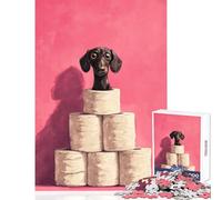 Rompecabezas de 1000 Piezas para Adolescentes Perro Salchicha en una Torre de Papel higiénico Juguete para decoración de Pared Regalo para cumpleaños Juego Familiar Entrena tu Cerebro y Tus Manos