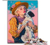 Rompecabezas de 1000 Piezas para Adolescentes, Perro Vaquera Entre Flores Silvestres, para Mayores de 14 años Un Juego desafiante para Regalar a Toda la Familia y Amigos 26x38cm
