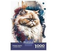 Rompecabezas De 1000 Piezas para Adolescentes Persian Cat Watercolor Rompecabezas para Adultos Juegos Relajantes Decoración Desafío Educativo 52x38cm/1000pcs