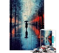 Rompecabezas de 1000 Piezas para Adolescentes Persona Solitaria bajo la Lluvia Rompecabezas Familiar para divertirse en Familia Oferta Toda la Familia (Tamaño 38x26cm)