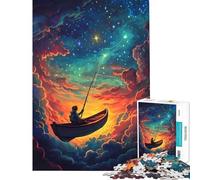 Rompecabezas de 1000 Piezas para Adolescentes Pesca de Estrellas Desde un Barco en un Cielo de ensueño y Colorido Diversión para Disfrutar en casa Mejora la Memoria Juego Familiar Apto para Mayores