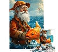 Rompecabezas de 1000 Piezas para Adolescentes Pescador pez Dorado océano Rompecabezas para Adultos Juegos Divertidos para Mejorar la Memoria y ejercitar el Cerebro (tamaño 38x26cm)