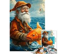 Rompecabezas de 1000 Piezas para Adolescentes Pescador pez Dorado océano Rompecabezas para Adultos Juguetes antiestrés para Pasar el Tiempo en casa para ejercitar el Cerebro (tamaño 50x75cm)