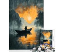 Rompecabezas de 1000 Piezas para Adolescentes Pescador Solitario al Atardecer Juguete Educativo Regalo de Amigo Secreto Juego de ingenio Ayuda a ejercitar el Cerebro tamaño 38x26cm
