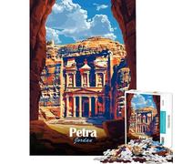 Rompecabezas de 1000 Piezas para Adolescentes Petra Jordania Póster de Viaje Juguetes educativos Juego Educativo Patrón de Montaje Gran Regalo para Juegos (tamaño 38x26cm)