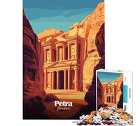 Rompecabezas de 1000 Piezas para Adolescentes Petra Jordania Rompecabezas de 1000 Piezas Juguetes de decoración para el hogar Desafío difícil cumpleaños (38x52cm)