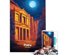 Rompecabezas de 1000 Piezas para Adolescentes Petra Jordania Vista Nocturna Ideal para cumpleaños y Navidad Divertido y entretenido Juegos educativos para Mayores de 14 años Tamaño 50x75cm