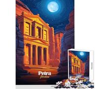 Rompecabezas de 1000 Piezas para Adolescentes Petra Jordania Vista Nocturna Juguete de decoración de Pared Regalo para cumpleaños Juego Familiar Entrena tu Cerebro y Tus Manos tamaño 50x75cm