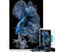Rompecabezas de 1000 Piezas para Adolescentes Pez Betta Azul con Aletas ondulantes Diseño de Corte preciso Juego Que estimula la Mente,Ideal para Relajarse o como decoración navideña 38x26cm