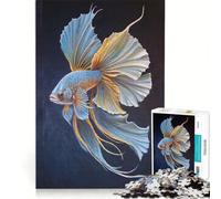 Rompecabezas de 1000 Piezas para Adolescentes: Pez Betta Azul y Dorado, Juegos educativos, Entrena tu Cerebro y Tus Manos, colección de Artistas, Bellas Artes 38x26cm