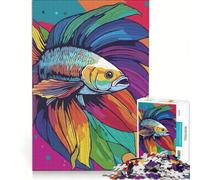 Rompecabezas de 1000 Piezas para Adolescentes: Pez Betta Colorido, Arte Digital, Juegos educativos, ensamblaje de Patrones, colección de Artistas, Bellas Artes 50x75cm