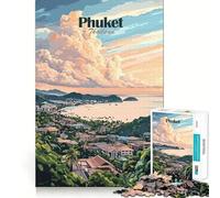 Rompecabezas de 1000 Piezas para Adolescentes Phuket,Tailandia Puesta de Sol Corte Diversión lógica Juguete Divertido Juego Tranquilo Diversión de cumpleaños Juego Divertido (38x52cm)