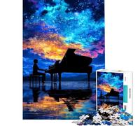 Rompecabezas de 1000 Piezas para Adolescentes Piano bajo un Cielo Estrellado Un Reto para completar Juego Educativo Familiar para Mayores de 14 años (50x75cm)