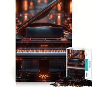 Rompecabezas de 1000 Piezas para Adolescentes Piano de Cola Negro con Teclas Luminosas,articulaciones Suaves,Divertido Juego Mental,Regalo,Juego Relajante,Arte navideño para el Ocio 38x52cm
