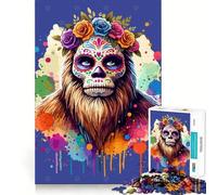 Rompecabezas de 1000 Piezas para Adolescentes Pie Grande,Calavera de azúcar,Día de Muertos,Juego de Ajuste, Juego de Habilidad Mental,Tiempo de diversión Tranquilo,Juego de cumpleaños 38x26cm