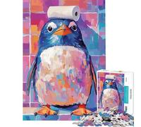 Rompecabezas de 1000 Piezas para Adolescentes Pingüino Colorido con Rollo de Papel higiénico Juego Educativo Juguetes didácticos Regalo Ideal para Aprender a Hacer Arte Corte de precisión (38x52cm)
