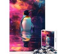 Rompecabezas de 1000 Piezas para Adolescentes Pingüino en el Cosmos - Juego de ingenio para Toda la Familia Decoración de Pared Interacción Entre Padres e Hijos (38x26cm)