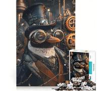 Rompecabezas de 1000 Piezas para Adolescentes Pingüino Estilo Steampunk Juegos Divertidos Entrena tu Cerebro y Tus Manos Mejora el Amor Entre Parejas 50x75cm