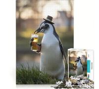 Rompecabezas de 1000 Piezas para Adolescentes Pingüino Tomando Cerveza Juego Imposible interacción Entre Padres e Hijos cumpleaños 38x26cm