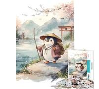 Rompecabezas de 1000 Piezas para Adolescentes Pingüino Viajero en Paisaje japonés Juguetes educativos Juegos educativos Ideas para Regalos educativos (Tamaño 38x26cm)