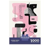 Rompecabezas De 1000 Piezas para Adolescentes Pink Abstract Minimalist Art - Modern Geometric Design Rompecabezas para Adolescentes Juguetes Antiestrés Difícil Gran Regalo para Jugar 38x26cm/1000pcs