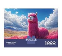 Rompecabezas De 1000 Piezas para Adolescentes Pink Alpaca in A Field Rompecabezas para Adultos Juego Práctico Difícil Regalos De Cumpleaños Y Únicos 70x50cm/1000pcs