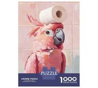 Rompecabezas De 1000 Piezas para Adolescentes Pink Cockatoo with Toilet Paper Rompecabezas para Adultos Juegos De Relajación Ensamblaje De Patrones Diversión En Casa Actividades, 38x26cm/1000pcs