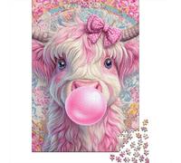 Rompecabezas De 1000 Piezas para Adolescentes Pink Cow Bubble Gum Rompecabezas para Adultos Juegos De Relajación Decoración del Hogar Desafío Educativo 70x50cm/1000pcs