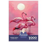 Rompecabezas De 1000 Piezas para Adolescentes Pink Flamingos at Sunset Rompecabezas para Adolescentes Juego De Ingenio Mejora La Memoria Diversión En Casa Actividades, 38x26cm/1000pcs