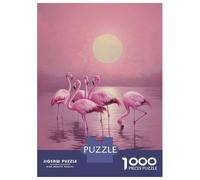 Rompecabezas De 1000 Piezas para Adolescentes Pink Flamingos Sunset Rompecabezas Juego De Ingenio Decoración De Pared Regalos De Cumpleaños Y Únicos 52x38cm/1000pcs