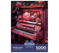 Rompecabezas De 1000 Piezas para Adolescentes Pink Floral Piano Rompecabezas para Adolescentes Juguetes Antiestrés Difícil Gran Regalo para Jugar 38x26cm/1000pcs