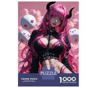 Rompecabezas De 1000 Piezas para Adolescentes Pink-Haired Demon Girl Rompecabezas para Adultos Juegos Familiares Corte De Precisión Regalos Y Cumpleaños Únicos 38x26cm/1000pcs