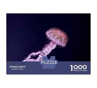 Rompecabezas De 1000 Piezas para Adolescentes Pink Jellyfish in Dark Water Rompecabezas para Adultos Juegos Relajantes Decoración del Hogar Actividades Divertidas En Casa 38x26cm/1000pcs