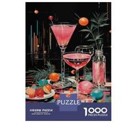 Rompecabezas De 1000 Piezas para Adolescentes Pink Martini Cocktail Art Print Rompecabezas para Adultos Juego Práctico Mejora La Memoria Regalo De Cumpleaños, Regalos, 38x26cm/1000pcs