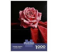 Rompecabezas De 1000 Piezas para Adolescentes Pink Rose on Red Fabric Rompecabezas para Adultos Juegos Relajantes Que Mejoran La Memoria Regalos para Reducir El Estrés 38x26cm/1000pcs