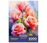 Rompecabezas De 1000 Piezas para Adolescentes Pink Roses Flowers Bouquet Rompecabezas para Adultos Juguete Decoración De Pared Decoración De Pared Juego Desafiante Regalos 38x26cm/1000pcs