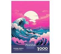 Rompecabezas De 1000 Piezas para Adolescentes Pink Sunset Wave Rompecabezas Juegos Divertidos Carrera De Velocidad Manual Cumpleaños 52x38cm/1000pcs