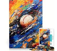 Rompecabezas de 1000 Piezas para Adolescentes Pintura Abstracta de béisbol,Arte de Bordes precisos,resolución de Problemas,Juego Divertido y Acogedor,exhibición de Arte navideño (38x26cm)