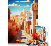 Rompecabezas de 1000 Piezas para Adolescentes,Pintura al óleo de la Calle de Bujará,Arte de Corte Fino,Entrenamiento de concentración,Juego Divertido para Momentos de Tranquilidad,Regalo Divertido