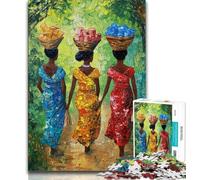 Rompecabezas de 1000 Piezas para Adolescentes Pintura al óleo de Mujer Africana para Adultos Regalo Divertido y Actividad para el hogar Juguete para días lluviosos 75x50cm