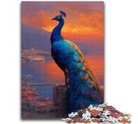 Rompecabezas de 1000 Piezas para Adolescentes, Pintura al óleo de Pavo Real Azul, Rompecabezas para Adultos, Juguetes educativos, Juegos Familiares, cumpleaños, 50x75cm