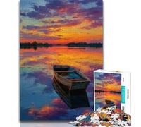 Rompecabezas de 1000 Piezas para Adolescentes Pintura al óleo de un Barco al Atardecer Rompecabezas para Adolescentes Juego Familiar antiestrés desafío difícil Adecuado para Parejas 75x50cm